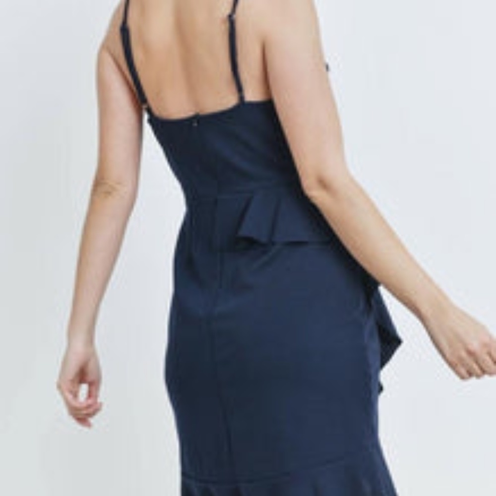 Gorgeous Navy Blue Spaghetti Strap Crop Dress - Picture 2 of 3